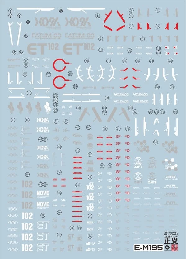 F15 MG Justice Gundam Decal Sheet 4 F15 MG Justice Gundam Decal Sheet - Image 2